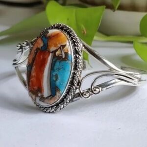NEW ! Boho Alloy Silver Multicolor Stone Bracelet